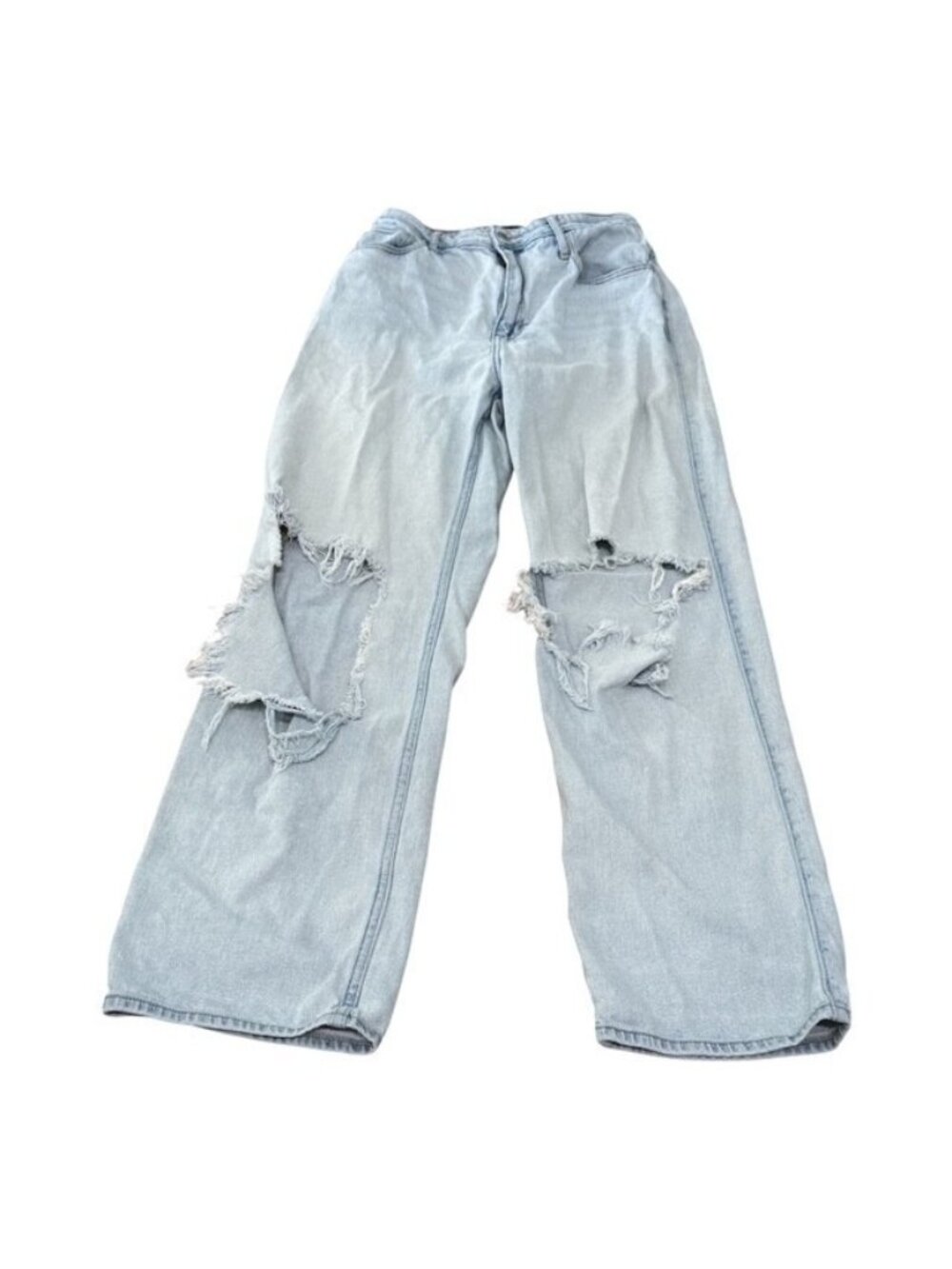 Hollister Womens 5R 27 31 Ultra High Rise Dad Jeans Light Wash Distressed Blue